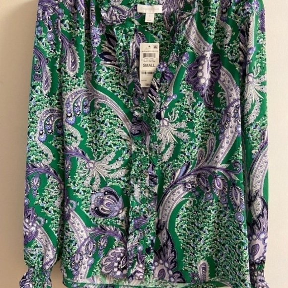 Charter Club Tops - Charter club lavender fields Vibrant Paisley Blouse Small NWT